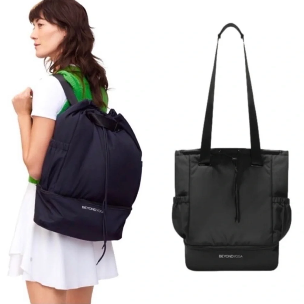Beyond Yoga Black Convertible Tote Backpack
